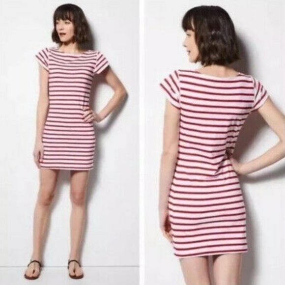 Milly For Design Nation Red & White Striped T-Shirt Dress. ‎ yarn dyed - Picture 1 of 6